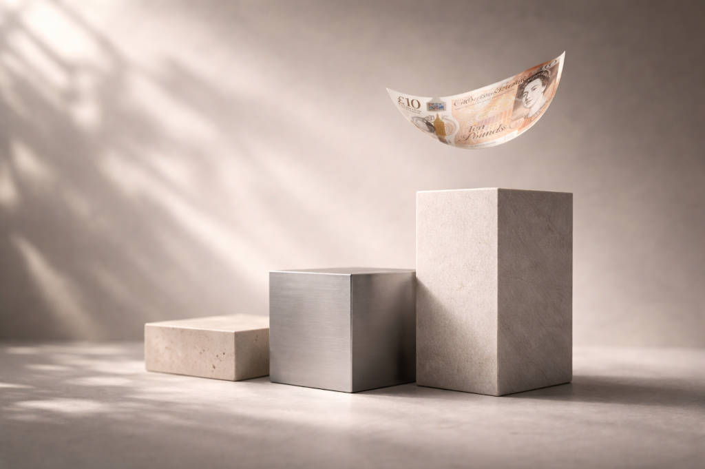 Abstract editorial illustration representing competitor benchmark analysis